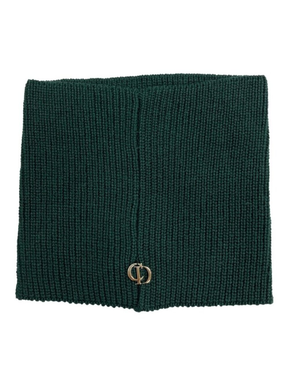 Dior Wool Rib Knit Snood Neck Warmer CD Logo Silver Green Sweater